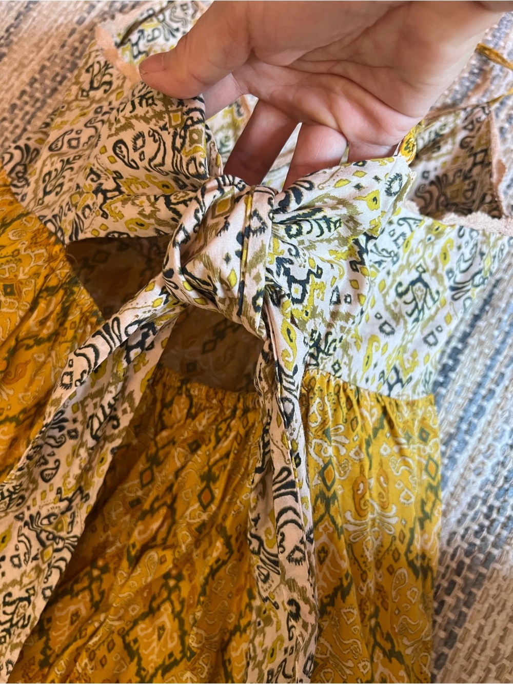 miami Yellow Tiered Patterned Spaghetti-Strap Sundress - Picture 13 of 16